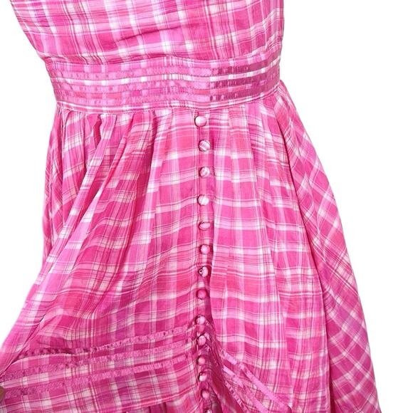 Aje Bungalow Sienna Gingham Halter Neck Maxi Dress Gown Pink AU Size 6 US Size 2 - Picture 8 of 13